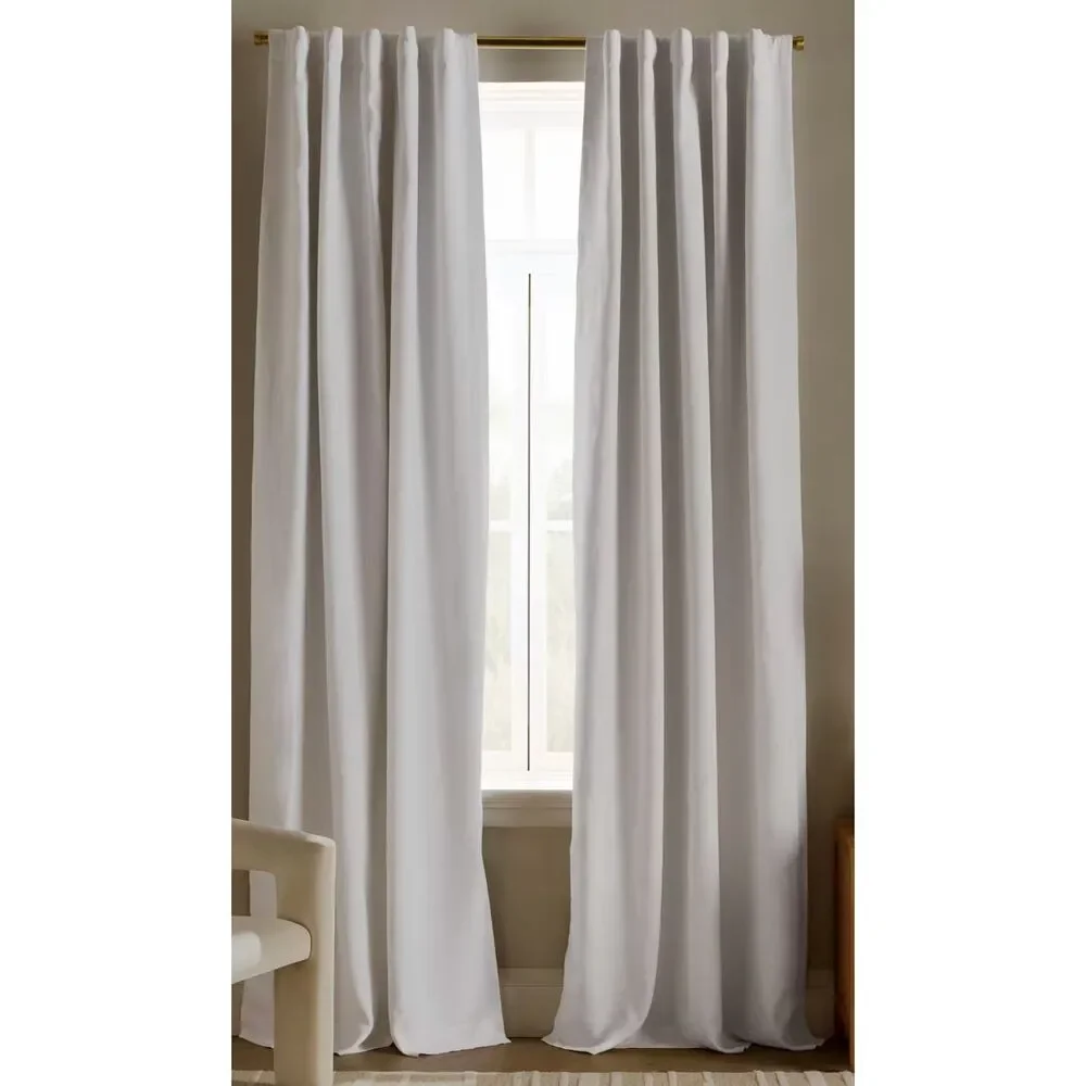 Quince European Linen True Blackout Curtains (Pair) 48x96 white